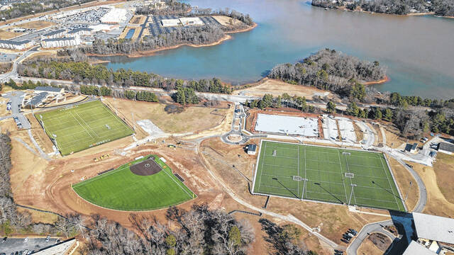 An overhead look at the Intramural fields at the Snow Complex, including the Reed Family Softball Field in the lower left and Davidson Family Field in the upper right. Both are currently under construction.
                                 Courtesy photo