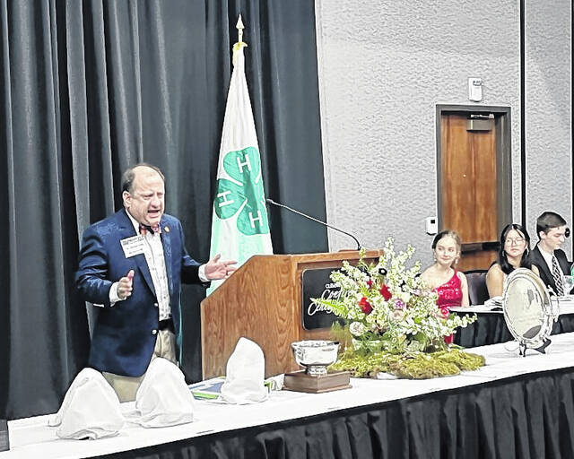 Mills Forestry Co. LLC owner Michael Mills addresses the crowd at the 4-H Awards Banquet.
                                 Courtesy of Clemson University