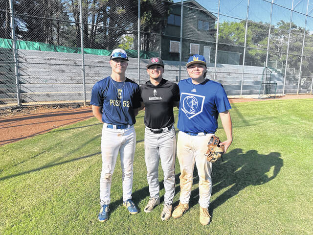 Pictured are college players returning for the Easley American Legion baseball team in Cody Wilson (USC Lancaster), CJ Martin (North Greenville University) and Reid Smith (Lander University).
Jeff Holt | The Easley Progress
