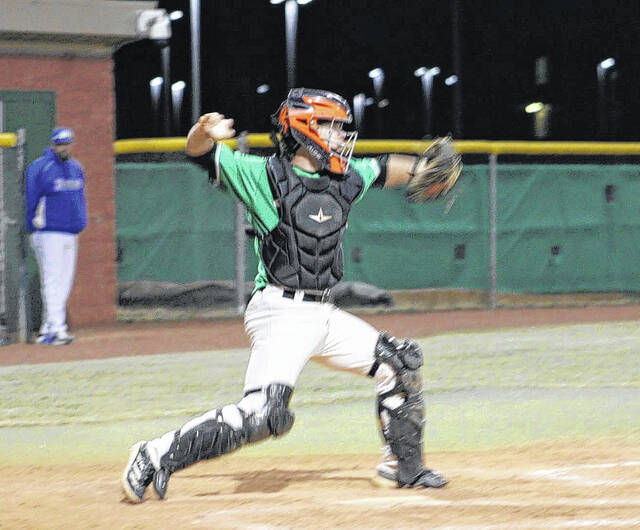 Easley High School senior catcher Aaron Tolbert fires the ball to second base recently.
                                 Photo courtesy of Alicia Tolbert