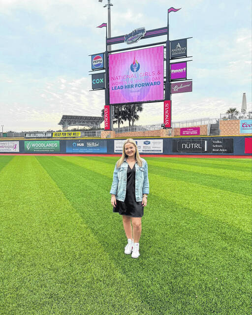 Pictured is Easley High School graduate Emily Mann in Florida working for the Pensacola Blue Wahoos of the Miami Marlins. Mann works in group sales.
Photo submitted