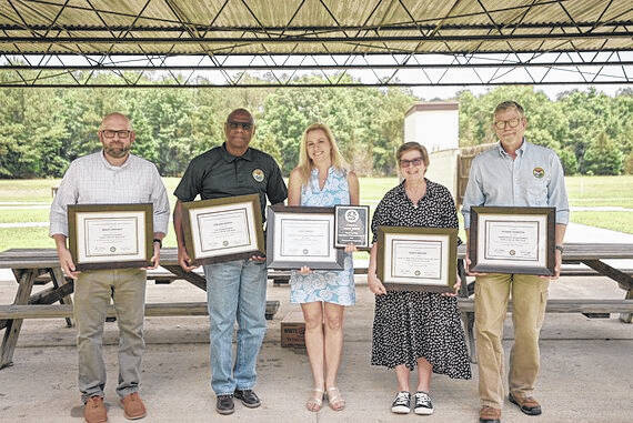 SCDNR 2024 Employees of the Year: Brian Johnson, Gerard Givens, Anna Huckabee Smith, Dawn Beaver, Pearse Webster. (Courtesy photo).