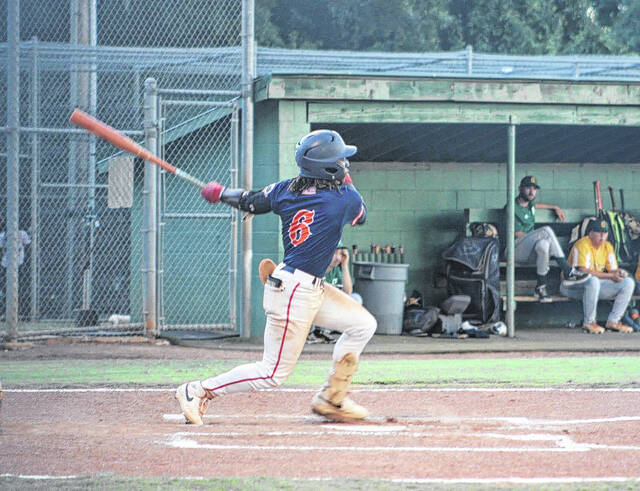 Pictured is Daniel High School grad Jasean Perry taking a big cut at the plate recently for the Easley Post 52 American Legion baseball team. Perry will be attending USC Sumter next year.
Courtesy of Alicia Tolbert