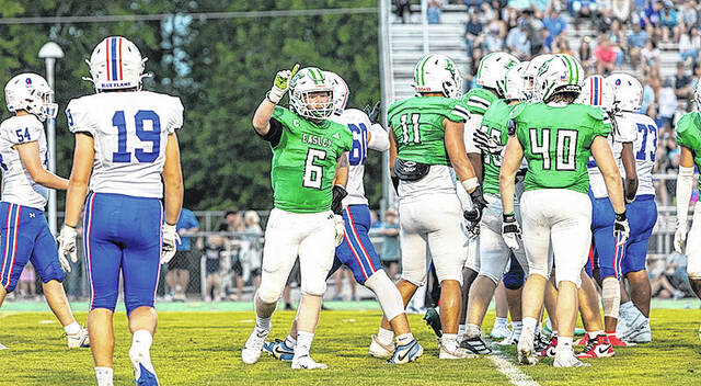 Easley High School outside linebacker Kaden Cooper helped lead the defense last Friday night in a 56-34 win over Pickens. Cooper is also a captain in his final season for the Green Wave. 
                                 Mark Beery | For The Progress