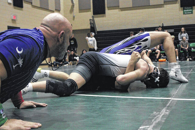 Liberty freshman Cullen Spence gets another victory last week in a meet with Daniel, Pickens and Easley.
Jeff Holt | The Easley Progress