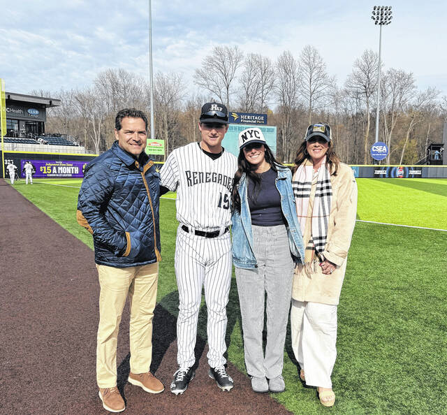 Pictured is Powdersville High School grad Camden Troyer with his parents (Herb and Keesha at the bookends) and his wife (Madden). Camden is the first Powdersville High School grad to be drafted and play in the Major Leagues.
Photo Submitted