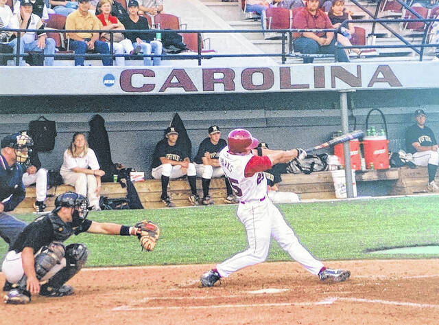 Hank Parks takes a big cut at the plate during his playing days for the University of South Carolina. Parks hit 9 home runs for USC.
                                 Photo Submitted