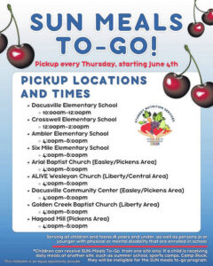 Free meals for Pickens Co. kids this summer