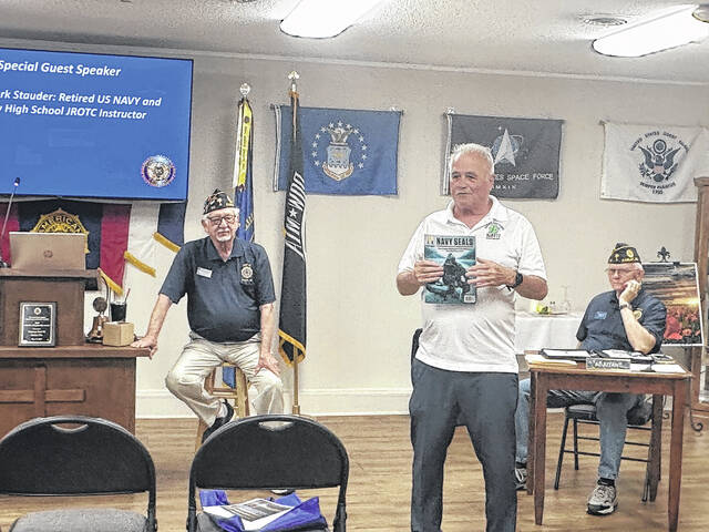 Retired U.S. Navy Chief (and Easley High School instructor) Mark Stauder was the featured speaker last week.
Jeff Holt / The Easley Progress